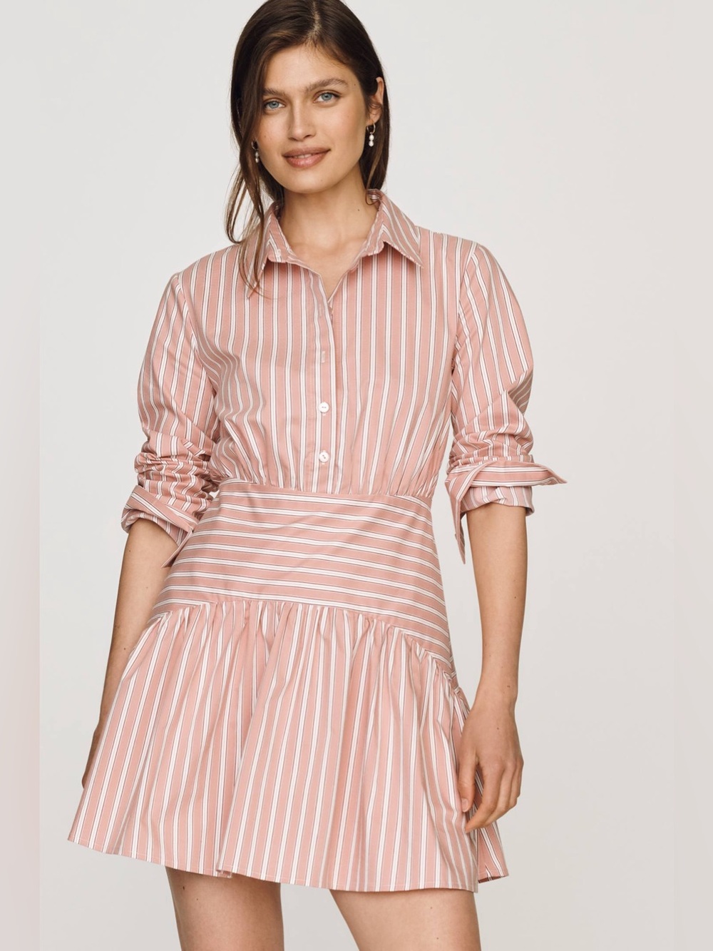 Exquise Tobie Mini Shirtdress Size M | Button Front Collared Dress